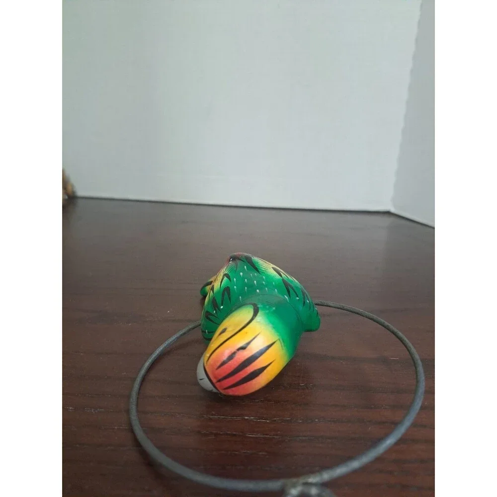 Vintage Mexican Folk Art Pottery Hand Painted Hanging Parrot 6